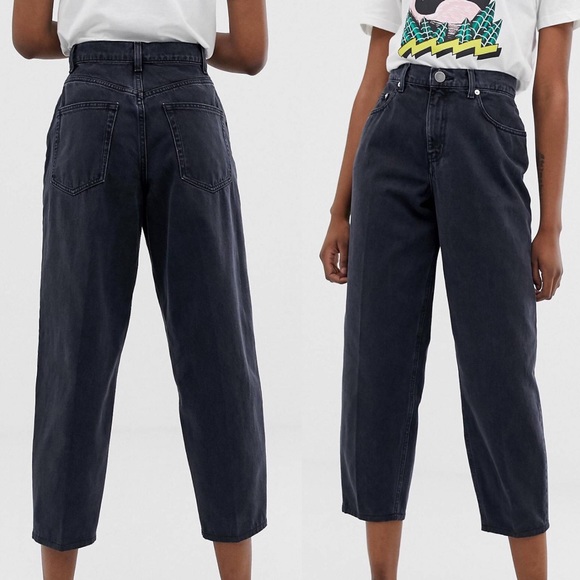 ASOS Denim - ASOS Design balloon leg boyfriend jean- blue black